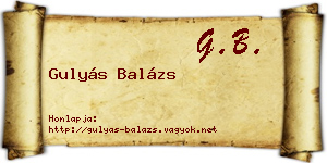 Gulyás Balázs névjegykártya
